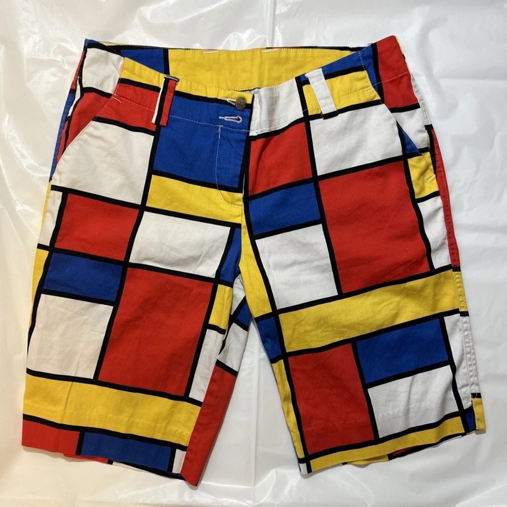 Loudmouth Women's Bermuda Golf Shorts Mondrian Colorblock Mod Pop Art 8
